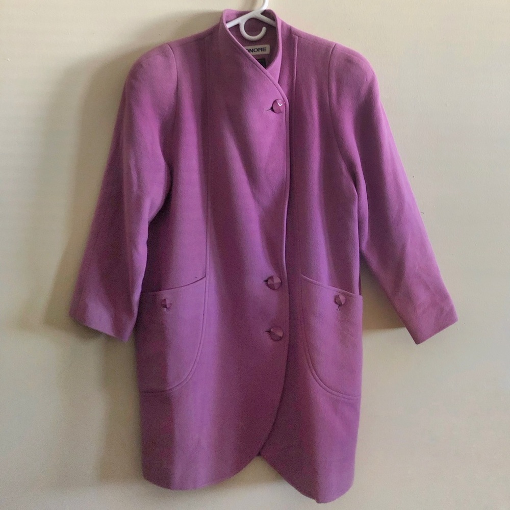 Vintage St. Honore Wool & Cashmere Oversized Fuchsia Pea Coat